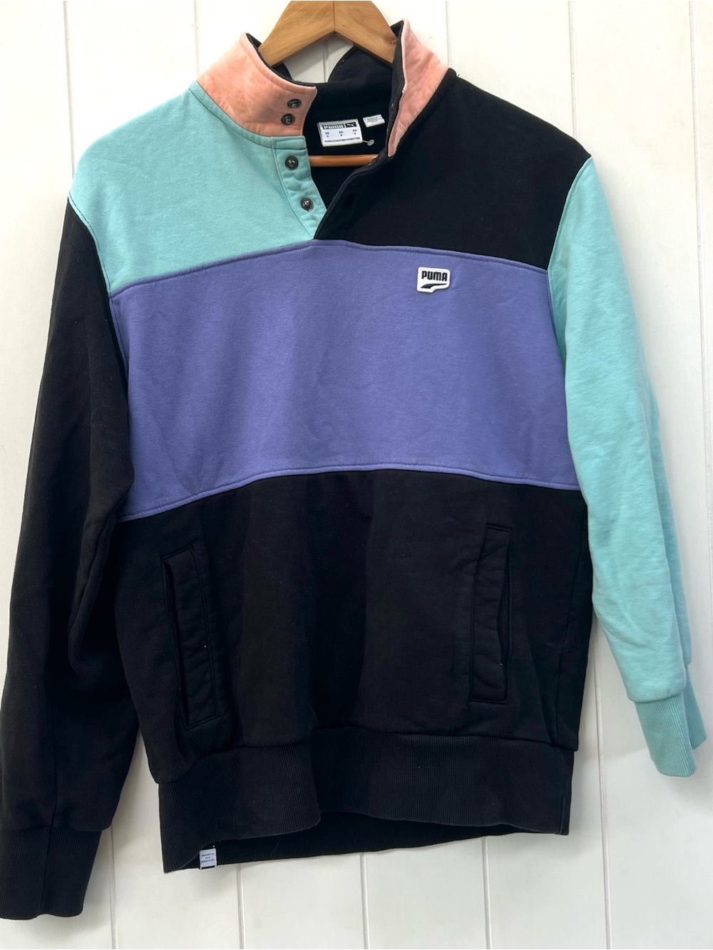 Puma Downtown Mock Neck PO Sweater PUMA Men’s colorblock S Retro Pastel